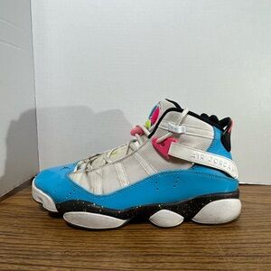 Jordan 6 Rings Men’s Basketball Sneakers CK0018-100 Sz 10 white/ light blue